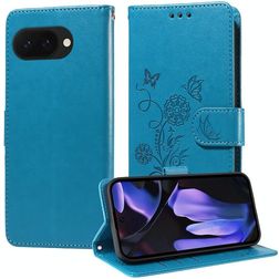 Mobigear Flowers Google Pixel 9a Hoesje Bookcase Portemonnee - Blauw