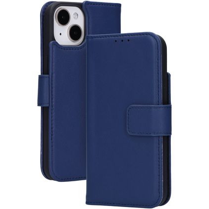 Mobiparts Wallet iPhone 15 MagSafe Hoesje Echt Leer Bookcase Portemonnee - Blauw