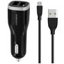 Mobiparts Dual USB Autolader Micro USB 1 Meter 24W 4.8A - Zwart