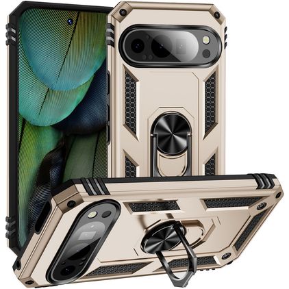 Mobigear Armor Ring Google Pixel 9 Hoesje Hardcase Backcover Shockproof met Ringhouder - Goud