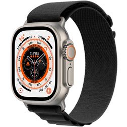 Mobigear Alpine Nylon Apple Watch Bandje Gespsluiting - 49/46/45/44 mm - Zwart
