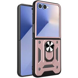 Mobigear Armor Ring Samsung Galaxy Z Flip 7 Hoesje Hardcase Backcover Shockproof met Ringhouder - Roségoud