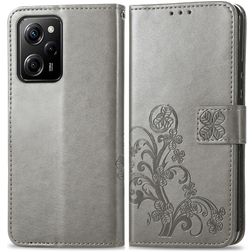Mobigear Clover POCO X5 Pro Hoesje Bookcase Portemonnee - Grijs