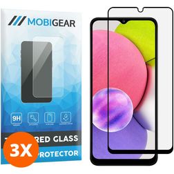 Mobigear Premium Samsung Galaxy A03s Glazen Screenprotector - Case Friendly - Zwart (3-Pack)