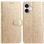 Mobigear Flowers iPhone 17 Hoesje Bookcase Portemonnee - Goud