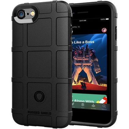 Mobigear Rugged Shield iPhone SE (2020) Hoesje Flexibel TPU Backcover Shockproof - Zwart