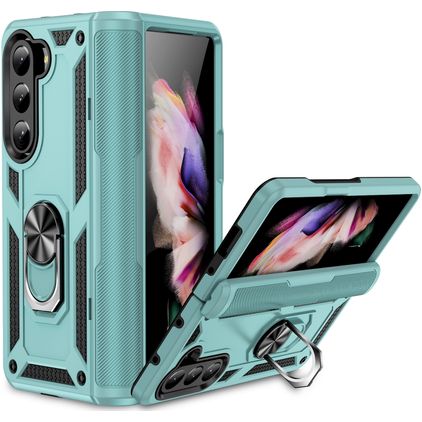 Mobigear Armor Ring Samsung Galaxy Z Fold 5 Hoesje Hardcase Backcover Shockproof met Ringhouder - Groen