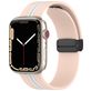 Mobigear Stripe Mag Siliconen Apple Watch Bandje Magneetsluiting - 42/41/40/38 mm - Wit / Roze
