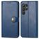 Mobigear Snap Button Samsung Galaxy S25 Plus Hoesje Bookcase Portemonnee - Blauw