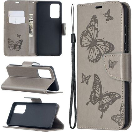 Mobigear Butterfly Samsung Galaxy A52 Hoesje Bookcase Portemonnee - Grijs