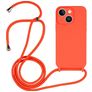 Mobigear Lanyard iPhone 14 Plus Siliconen Hoesje met koord - Oranje