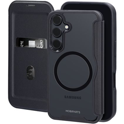 Mobiparts Shield Line Samsung Galaxy S25 MagSafe Hoesje Bookcase - Zwart