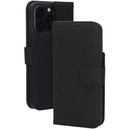 Mobiparts Wallet iPhone 15 Pro Max MagSafe Hoesje Echt Leer Bookcase Portemonnee - Zwart