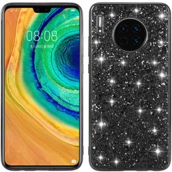 Mobigear Glitter Huawei Mate 30 Hoesje Hardcase Backcover - Zwart