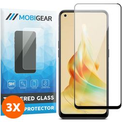 Mobigear Premium OPPO Reno 8T 4G Glazen Screenprotector - Case Friendly - Zwart (3-Pack)