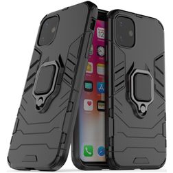 Mobigear Armor Ring iPhone 11 Hoesje Hardcase Backcover Shockproof met Ringhouder - Zwart