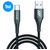 Mobigear Nylon USB-A naar USB-C Kabel 1 Meter - Zwart