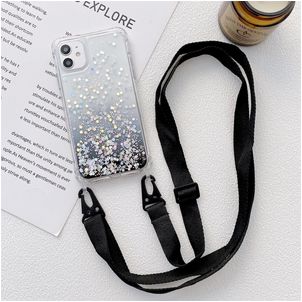 Mobigear Lanyard iPhone 13 Pro Flexibel TPU Hoesje met koord - Zwart