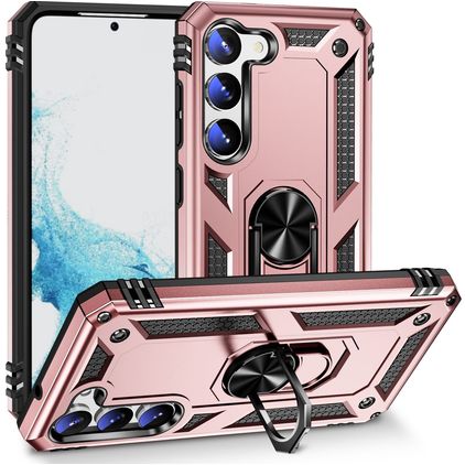 Mobigear Armor Ring Samsung Galaxy S23 Hoesje Hardcase Backcover Shockproof met Ringhouder - Roségoud