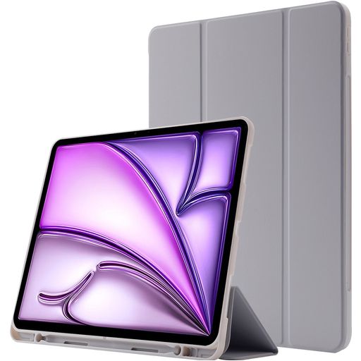 Mobigear Tri-Fold Gel iPad Air 13 Inch (2025) Hoes Bookcase + Stylus Houder - Grijs