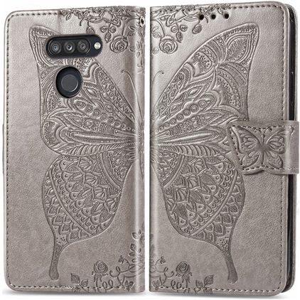 Mobigear Butterfly LG K50s Hoesje Bookcase Portemonnee - Grijs