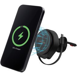 Mobilize Retractable Cable MagSafe Telefoonhouder Auto Ventilatierooster Magnetisch Universeel - Zwart