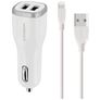Mobiparts Dual USB Autolader Apple Lightning 1 Meter 12W 2.4A - Wit