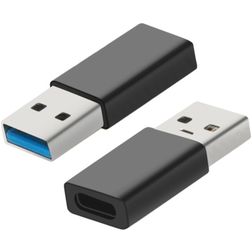 Mobiparts USB-A naar USB-C Adapter - Zwart
