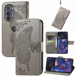 Mobigear Butterfly Motorola Edge (2022) Hoesje Bookcase Portemonnee - Grijs