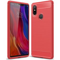 Mobigear Brushed Slim Xiaomi Mi 8 SE Hoesje Flexibel TPU Backcover - Rood