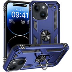 Mobigear Armor Ring iPhone 15 Hoesje Hardcase Backcover Shockproof met Ringhouder - Blauw