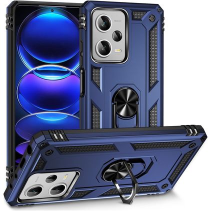 Mobigear Armor Ring Xiaomi Redmi Note 12 Pro Plus Hoesje Hardcase Backcover Shockproof met Ringhouder - Blauw