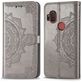 Mobigear Mandala Motorola One Hyper Hoesje Bookcase Portemonnee - Grijs