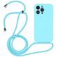 Mobigear Lanyard iPhone 14 Pro Max Siliconen Hoesje met koord - Blauw