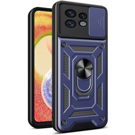Mobigear Armor Ring Cam Slide Motorola Edge 40 Pro Hoesje Hardcase Backcover Shockproof met Ringhouder en Camera Slider - Blauw