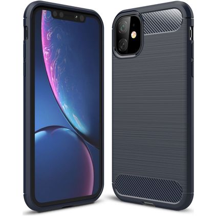 Mobigear Brushed Slim iPhone 11 Hoesje Flexibel TPU Backcover - Marineblauw