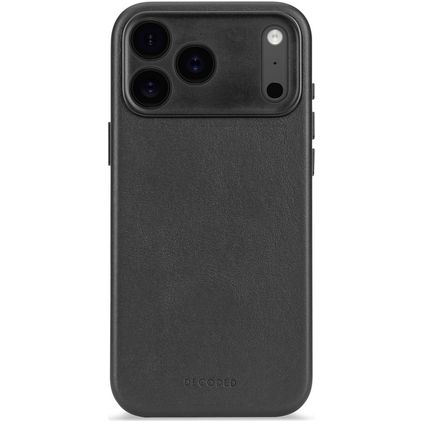 Decoded iPhone 17 Pro Hoesje Echt Leer Backcover Shockproof - Zwart