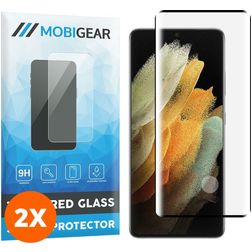 Mobigear Curved Samsung Galaxy S21 Ultra Glazen Screenprotector - Case Friendly - Zwart (2-Pack)
