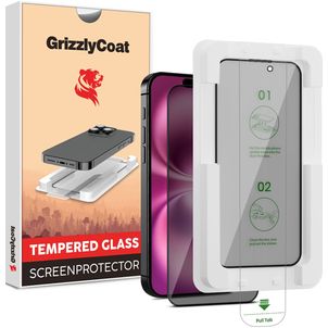 GrizzlyCoat AlignPro AntiSpy iPhone 16 Glazen Screenprotector Privacy - Case Friendly + Installatieframe