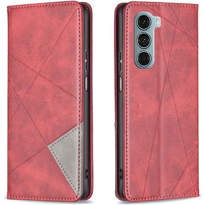 Mobigear Rhombus Slim Motorola Moto G200 5G Hoesje Bookcase - Rood