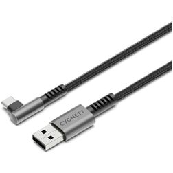 Cygnett Angled Braided USB-A naar USB-C Kabel 1 Meter - Zwart
