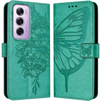 Mobigear Butterfly OPPO Reno 12 Pro Hoesje Bookcase Portemonnee - Groen
