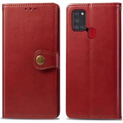 Mobigear Snap Button Samsung Galaxy A21s Hoesje Bookcase Portemonnee - Rood