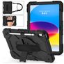 Mobigear SureGrip Xtreme iPad 11 (2025) Hoes Hard Kunststof,Siliconen Backcover + Schouderband + Standaard - Zwart