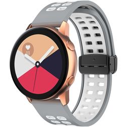 Mobigear Sport Plus Mag Siliconen Smartwatch Bandje Magneetsluiting - Universeel 22 mm connector - Wit / Grijs