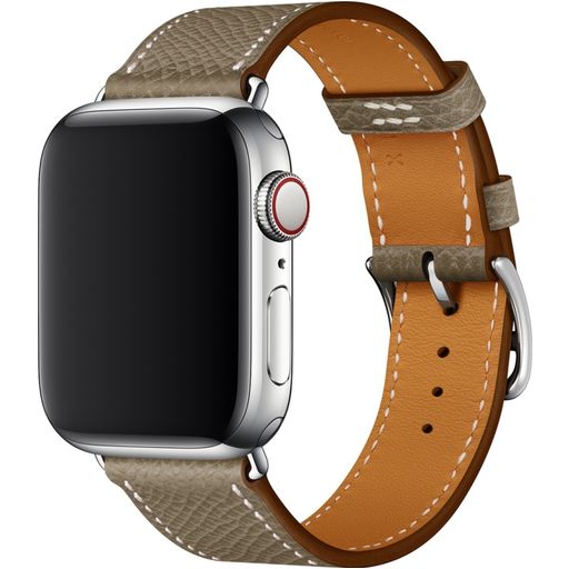 Mobigear Torino Leren Apple Watch Bandje Gespsluiting - 49/46/45/44 mm - Grijs