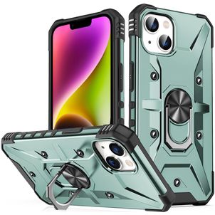 Mobigear Armor Ring iPhone 14 Plus Hoesje Hardcase Backcover Shockproof met Ringhouder - Groen