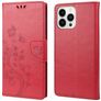Mobigear Flowers iPhone 14 Pro Hoesje Bookcase Portemonnee - Rood