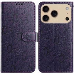 Mobigear Flowers iPhone 17 Pro Hoesje Bookcase Portemonnee - Paars