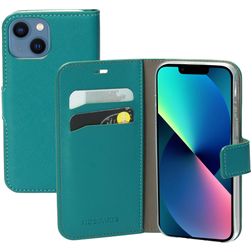 Mobiparts Saffiano Wallet iPhone 13 Mini Hoesje Bookcase Portemonnee - Turquoise